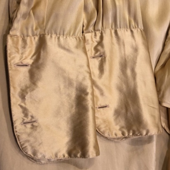 Style New York Silk Button Down Oversize Long Sleeves Top Size M Gold Cream - Picture 6 of 11